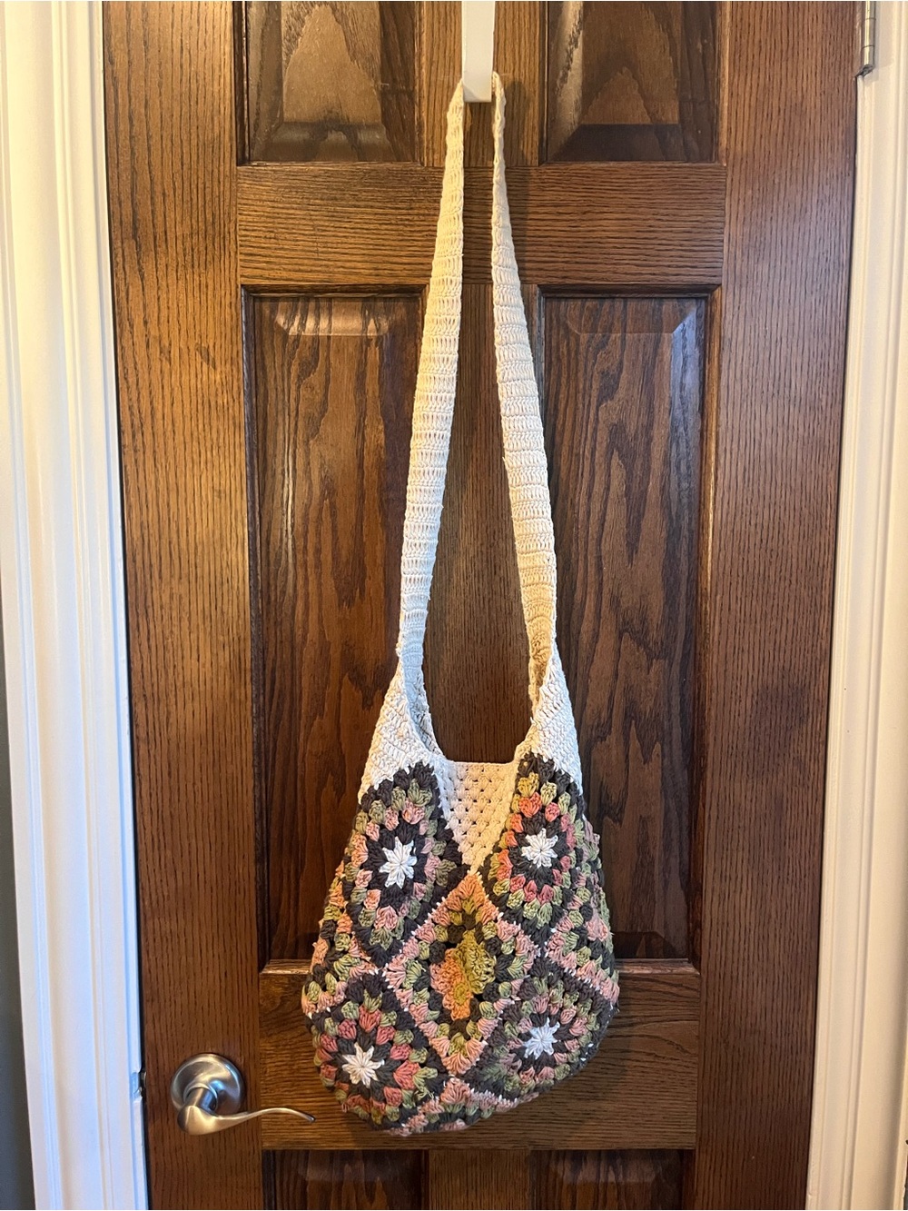 Urban Outfitters Crocheted Crossbody Bag in Cream and Multicolor